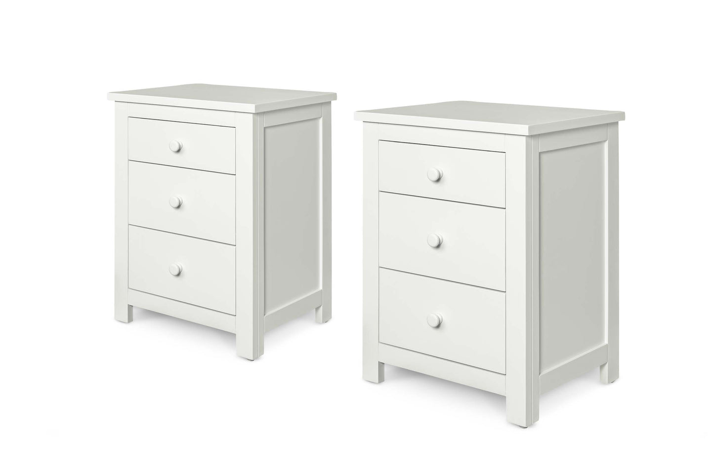 2+1 Drawer Bedside Table - Standard Style - Soft White