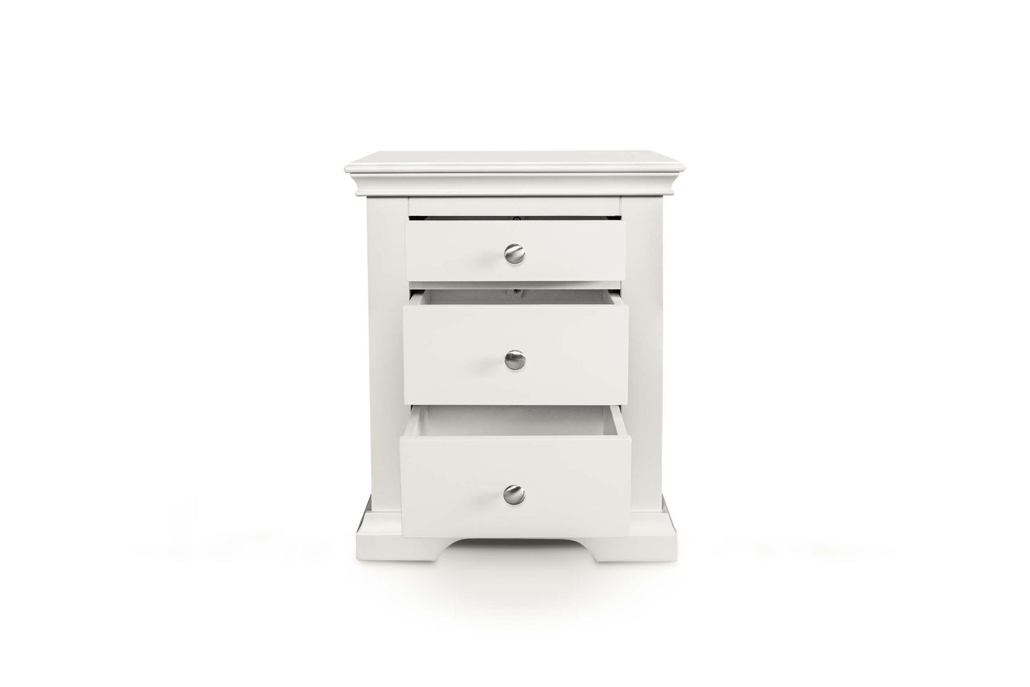 Winchester 2+1 Drawer Bedside Table - Soft White