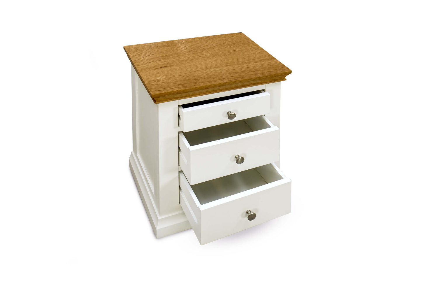 Winchester 2+1 Drawer Bedside Table - Soft White