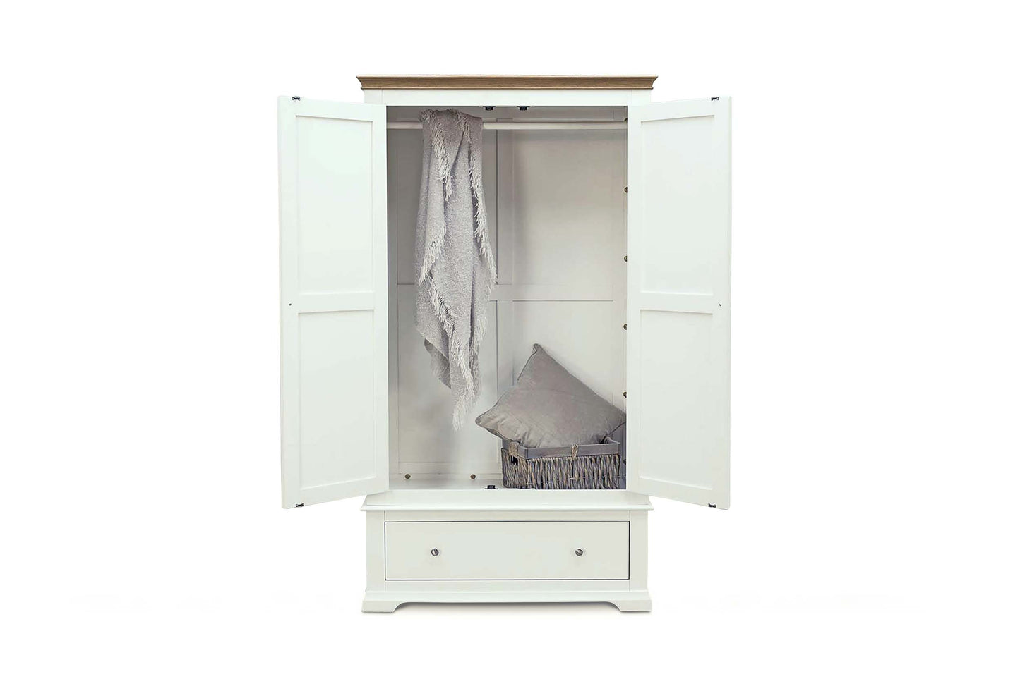 Winchester 1 Drawer Double Wardrobe - Soft White