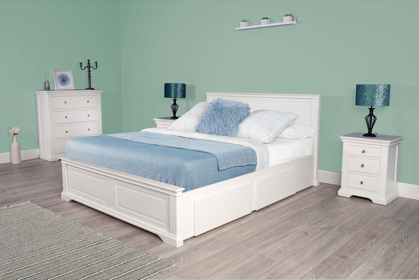 Winchester Storage Bed Frame - 4ft6 Double - Soft White