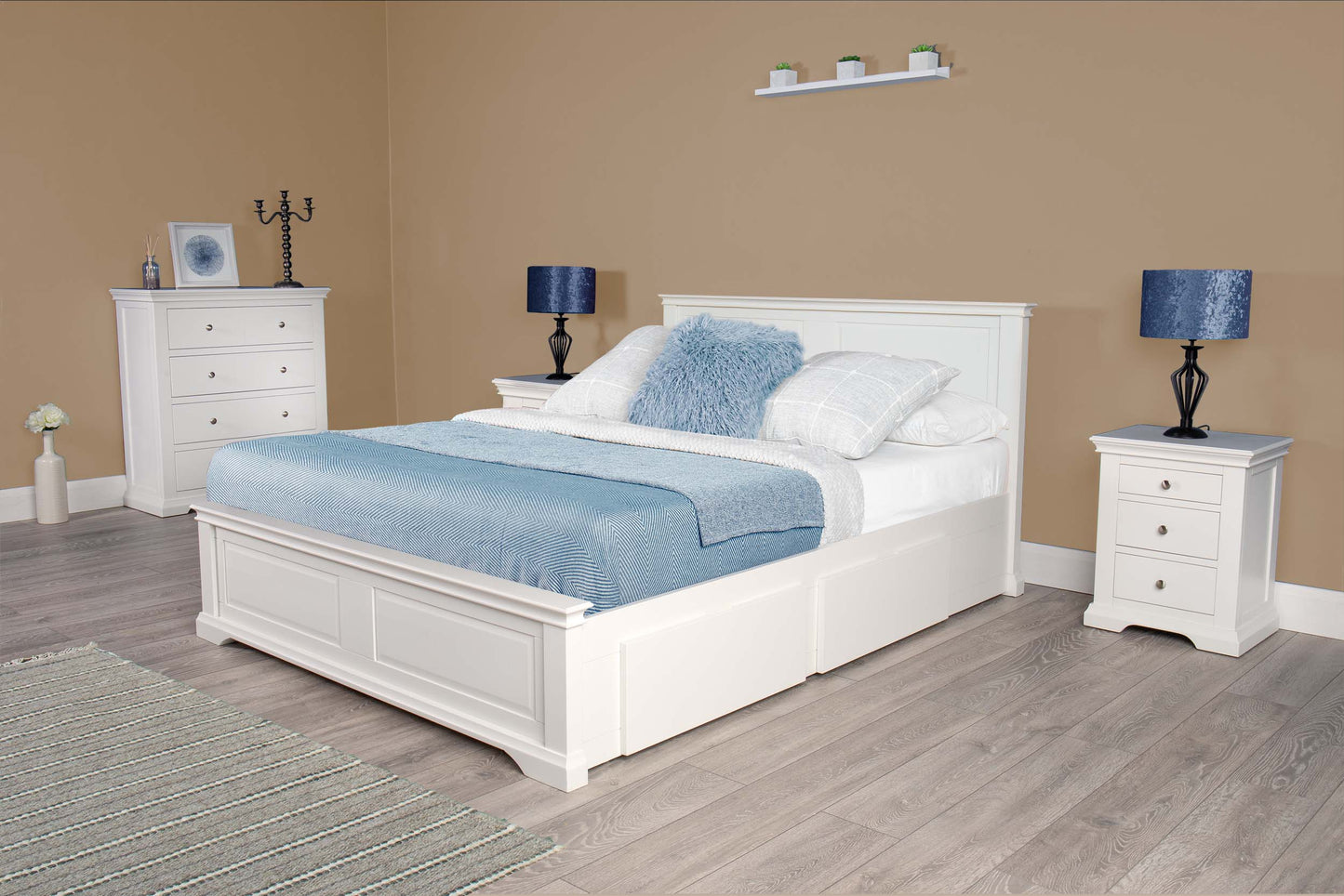 Winchester Storage Bed Frame - 6ft Super King - Soft White