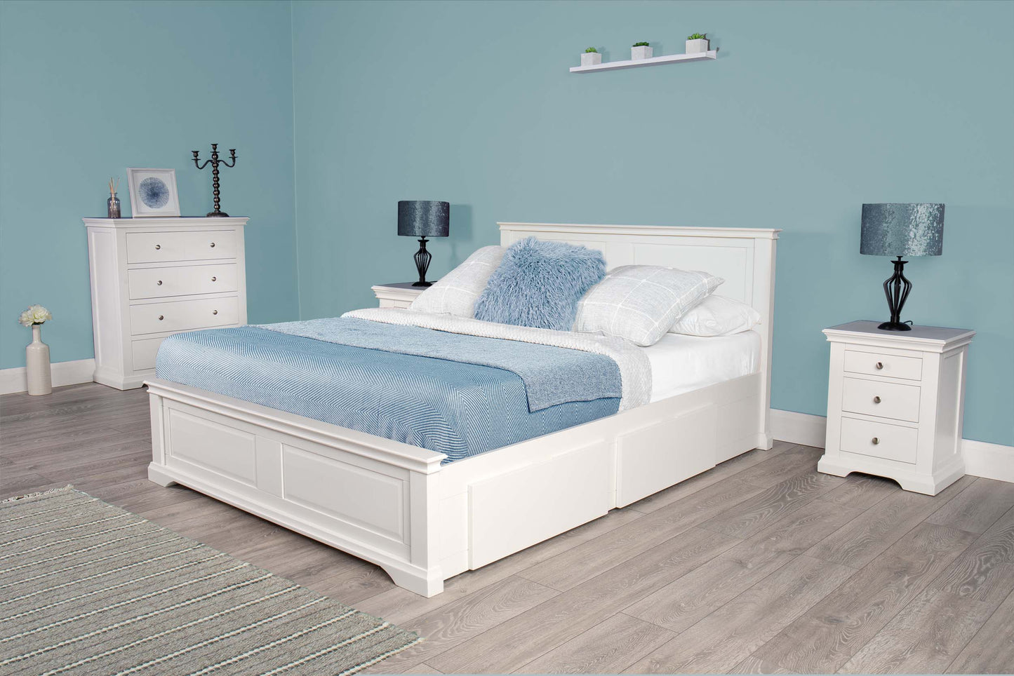 Winchester Storage Bed Frame - 4ft6 Double - Soft White