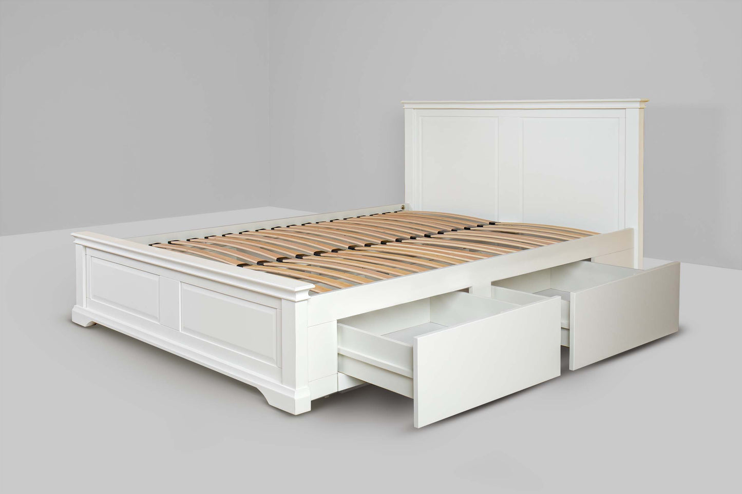 Winchester Storage Bed Frame - 5ft King Size - Soft White