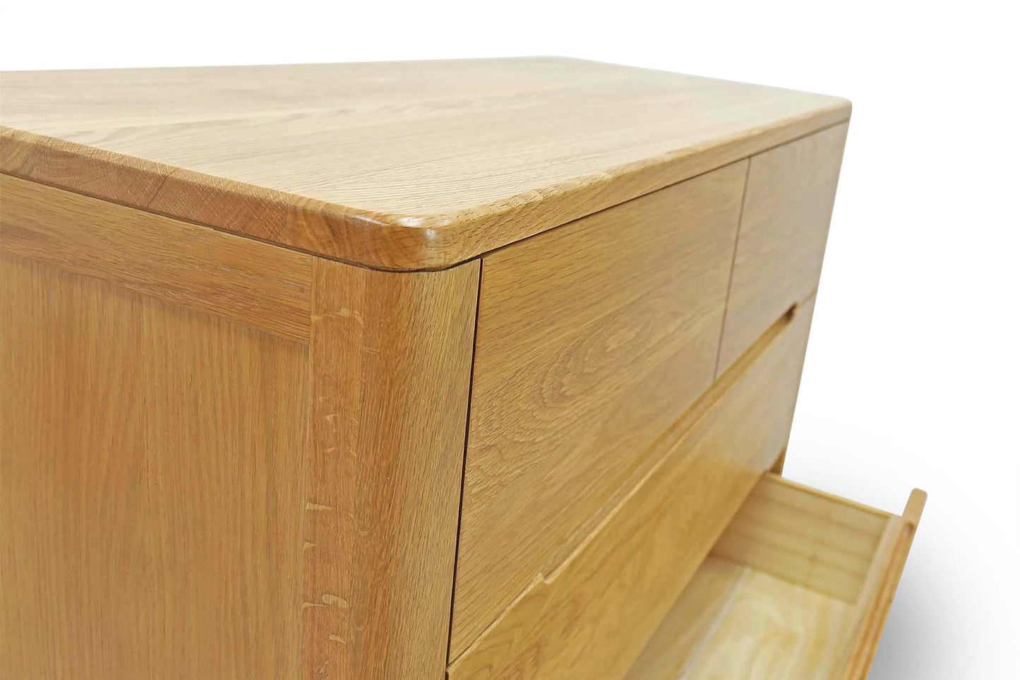 2 Over 3 Drawer Chest of Drawers - Curve Style - Natural Oak